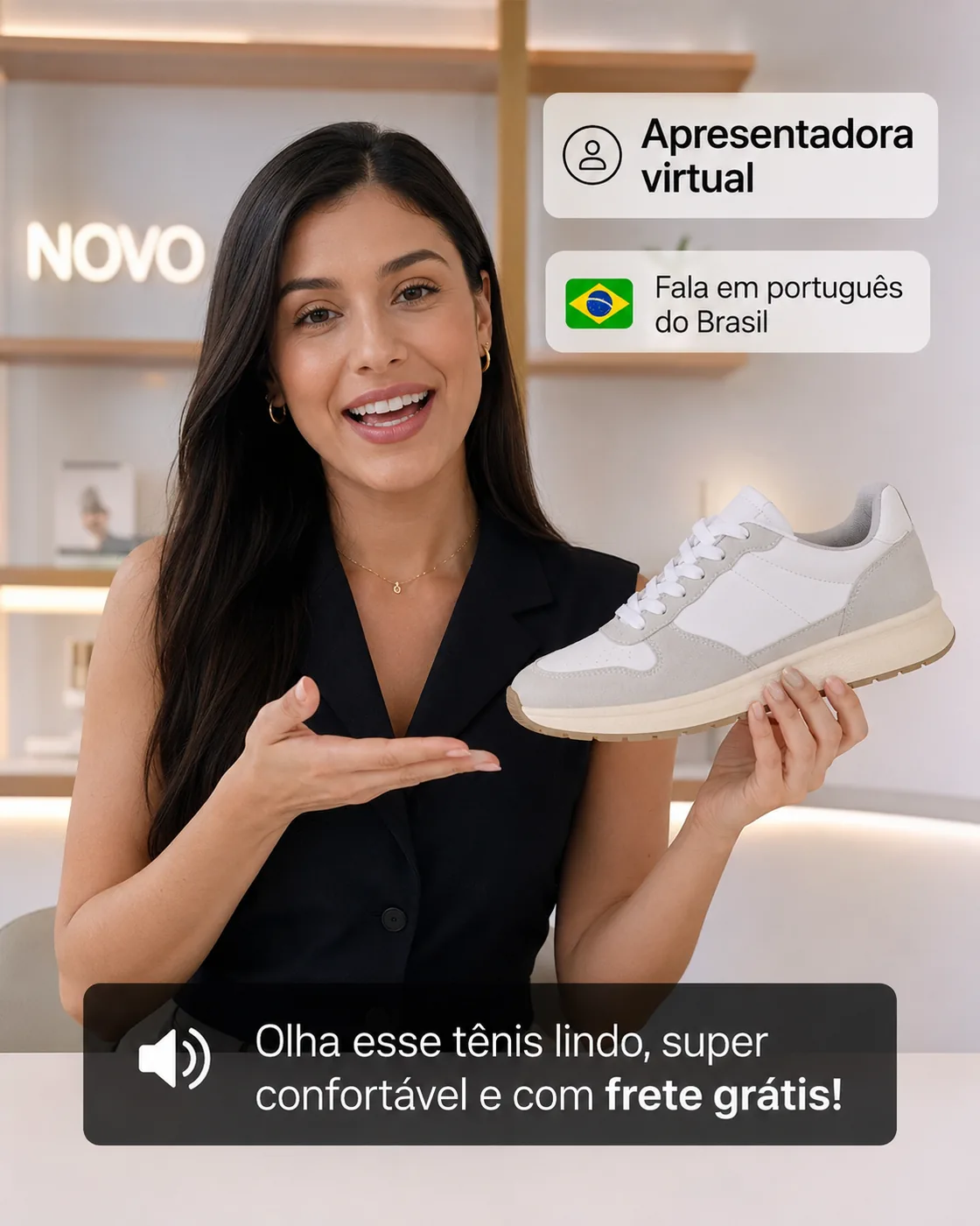 Apresentadora virtual falando português do Brasil