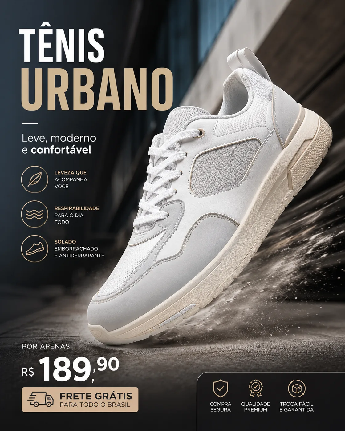 Imagem publicitária gerada para o tênis